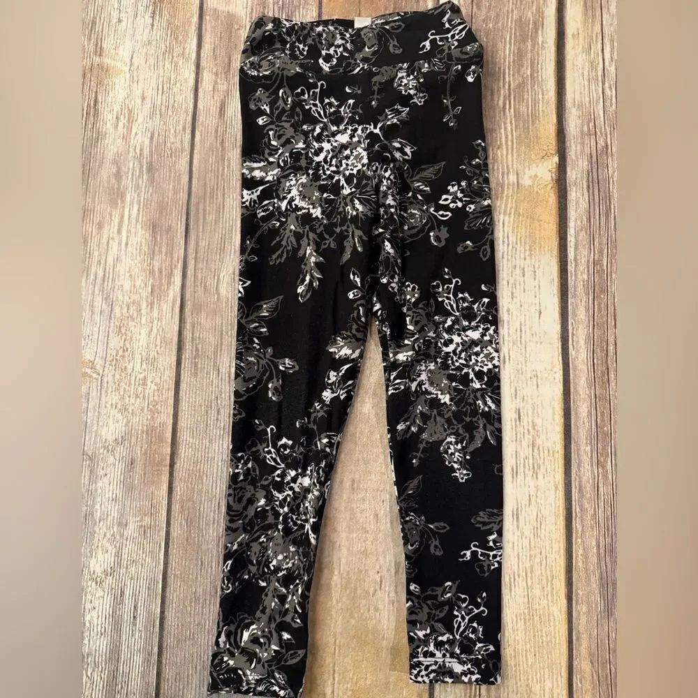 Kids Floral Black and White Leggings